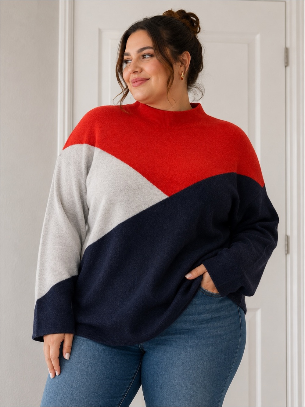 Tahari mock neck sweater